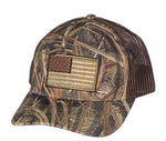 Mossy Oak Blades/Brown Cap with American Flag Patch.